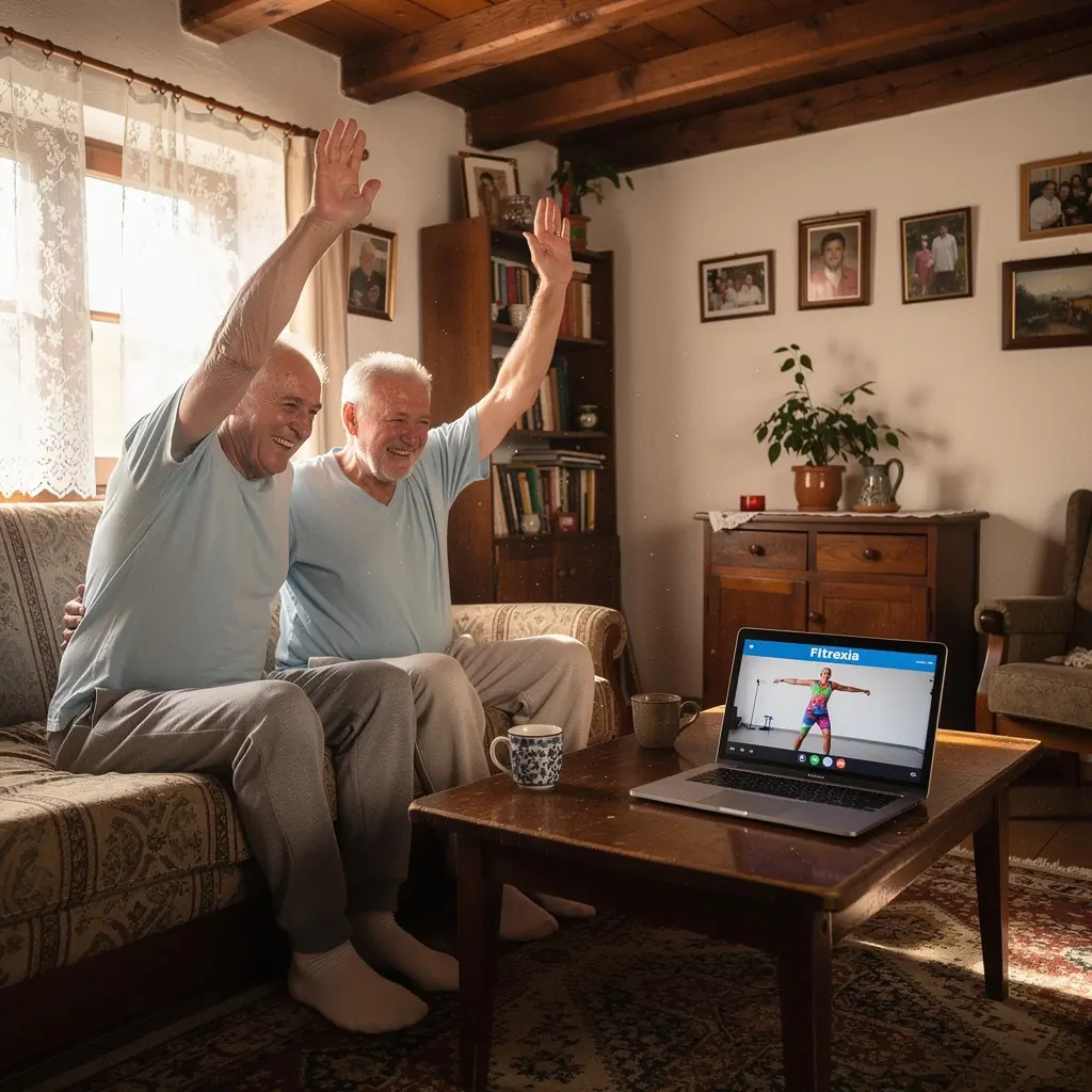 Žena s úsmevom po dokončení online tréningu s certifikovaným trénerom.