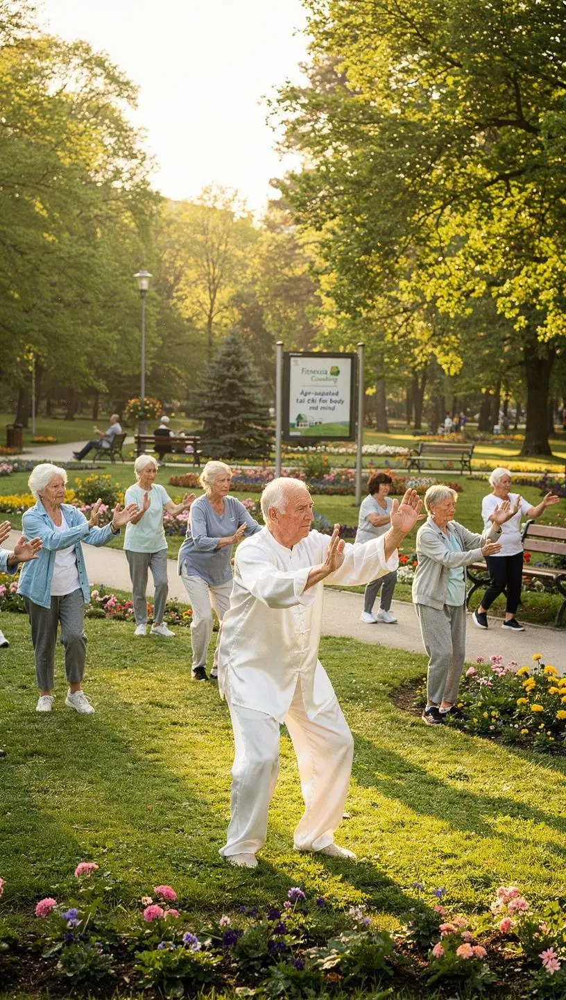 Skupina ľudí vo veku nad 40 rokov cvičiaca na online tréningu v pohodlí svojho domova.